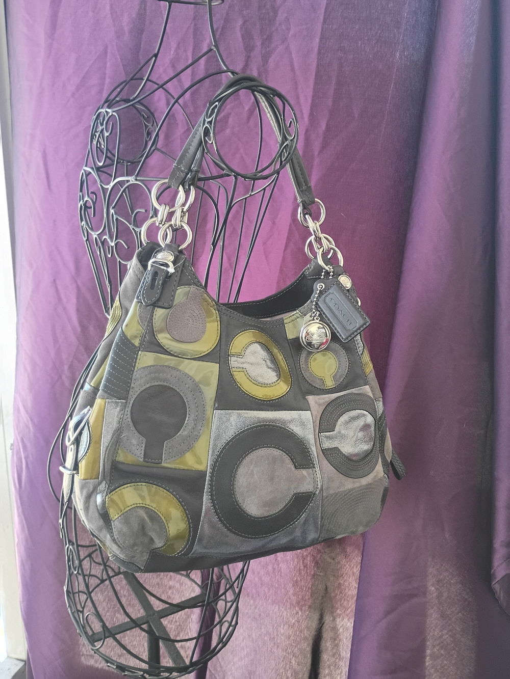 Coach Leather And Suede Patchwork  Bag